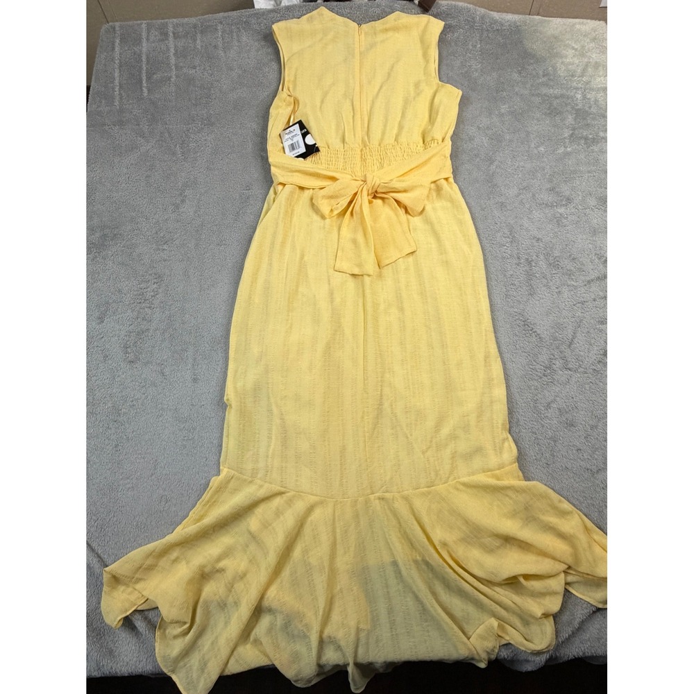 NWT Maison Tara Womens Butter Yellow Sleeveless Faux Wrap Maxi Dress Size 12 - Picture 3 of 15